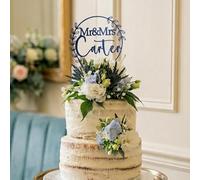 Luck and Luck Personalised Acrylic Wedding Cake Topper Mr & Mrs Custom Name Decoration Mirror Acrylic Cake Decor for Weddings