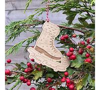 Luck and Luck Personalised Christmas Tree Decoration Ice Skate, Wooden Bauble, Festive Hanging Decoration, Keepsake Bauble, Family Friends Gift