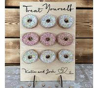 Luck and Luck Personalised Donut Wall for 9 Donuts, Wedding Doughnut Stand, Birthday Centrepiece, Mr Mrs Wedding Decoration, Party Favour Stand, Candy Stand 9 Donuts