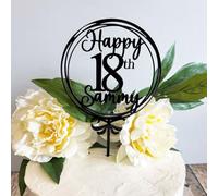 Luck and Luck Personalised Happy 18th Birthday Bow Acrylic Cake Topper, Custom Cake Decoration, 18th Birthday Party Decor, Eighteen