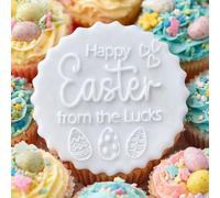 Luck and Luck Personalised Happy Easter Icing Debosser, Custom Cookie Biscuit Stamp, Easter Cake Decorating, Cupcake Fondant Decoration