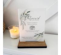 Luck and Luck Personalised Photo Guest Book Sign, Botanical Snap It Shake It Sign It Sign, Photo Guestbook Decoration, Opaque Acrylic Wedding Table Sign