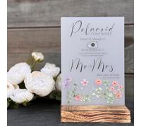 Luck and Luck Personalised Photo Guest Book Sign, Floral Snap It Shake It Sign It Sign, Photo Guestbook Decoration, Opaque Acrylic Wedding Table Sign