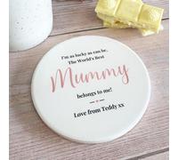 Luck and Luck Personalised Porcelain Coaster - The World's Best Mummy Belongs to Me | Custom Gift for Mummy, Mum Keepsake, Mothers Day
