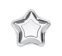 Luck and Luck Silver Star Paper Party Plates x 6 Christmas/Birthday