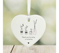 Luck and Luck Thank You Porcelain Gift, Personalised Hanging Heart with Words 'Thank You For Being Amazing', Porcelain Gift, Hanging Decoration