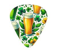 Luck-Beer-Shamrock-St-Patricks 12 Pack Guitar Picks With 3 Thicknesses And Storage Box, Abs Plectrums For Electric Bass Guitar Players