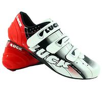 LUCK EVO Red Cycling Shoes, for Road, with Carbon Sole, Very Rigid and Lightweight and Triple Velcro Strip
