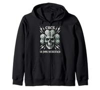 Luck Is For Heretics Skull Shamrock Gothic Wargaming Gamer Zip Hoodie