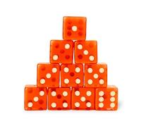 Luck Lab 10 Piece 19 mm Dice Pack - Acrylic and Translucent D6 Dice, Square w/Rounded Edge for Casino, Craps, RPG MTG DND Dice Table Games and Board Games (Orange)