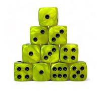 Luck Lab 10 Piece D6 Dice Pack - Acrylic Dice for RPG MTG DND Dice Table Games and Board Games (Neon Pearl with Black Pips)