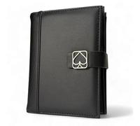 Luck Lab Double Deck Leather Playing Card Case/Holder - Fits Two Decks of Poker and Bridge Size Cards, Notepad and Pen (Black)