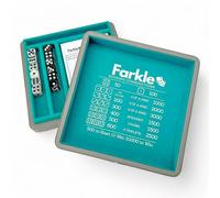 Luck Lab Farkle Dice Tray and Storage Case - Includes Embedded Scoring Combinations, 2 Sets of 6 Pearl Dice, 40 Sheet Score Pad and Pen Holder for The Classic Family Game (Grey and Turquoise)