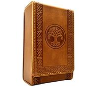 Luck Lab Leather Tarot Card Case/Holder - Brown - For Most Standard Size Tarot Cards (Fits Deck size with Box measuring 4.875 x 2.875 x 1.25)- Tree of LIfe Design