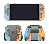 Luck&Link Controller Grip Kit for Nintendo Switch 2, Textured Skin, Anti-Skid, Sweat-Absorbent. Compatible with Joy-Con 2 controllers, featuring handle grips, buttons,triggers (Ultra - Blue Orange)