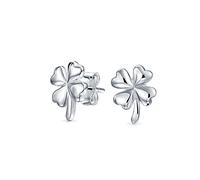 Luck of the Irish Celtic St. Patricks Day Shamrock Lucky Charm Four Leaf Clover Stud Earrings For Women Teens Graduation .925 Sterling Silver