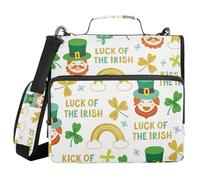 Luck of The Irish Clover Rainbow 3 Ringing Binder with Zipper with Shoulder Strap & Handle Laege Capacity Documents Files Storage Bag for School