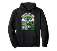 Luck of the Irish Cute Raccoon St. Patrick's Day Trash Panda Pullover Hoodie