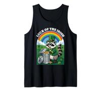 Luck of The Irish Cute Raccoon St. Patrick's Day Trash Panda Tank Top