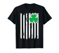 Luck of The Irish Four Leaf Clover American Flag Sports Wear Value Graphic T-Shirt