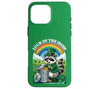 Luck of the Irish Raccoon St. Patrick's Day Trash Panda Case for iPhone 16 Pro Max