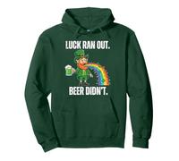 Luck Ran Out Beer Didn't Funny Leprechaun St Patrick's Day Pullover Hoodie