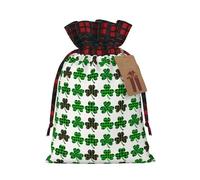 Luck Shamrock Pattern Print Christmas Drawstring Bags Snack Wrap, Reusable Holiday Treat Sacks for Presents S