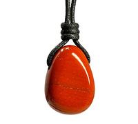 Luck Strings Gemstone Crystal pendant necklace for Men or Women Adult Unisex - Chakra Spiritual jewelry Large stone, Adjustable - opens from 16" to 32" inches, Gemstone, red jasper