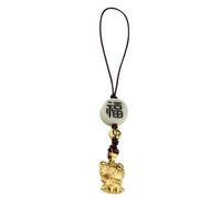 Luck Tiger Phone Pendant with Brown Rope Zodiac Tiger Hanging Decoration for Mobile Phones and Keychains DIY Lucky Charm Decor