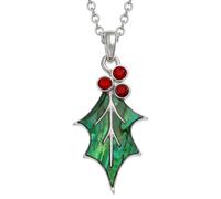 Luck Trader Holly Leaf Pendant Necklace - Genuine Paua Shell Jewellery Gift for Her, Mum, Sister, Christmas, Birthday