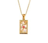 Luck Trader Lovers Gold Plated Tarot Card Pendant Necklace Womens Spiritual Guidance Energy Wisdom