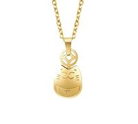Luck Trader Lucky Cat Maneki Neko 18K Gold Plated Stainless Steel Pendant