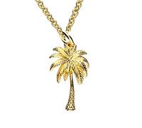 Luck Trader Lucky Palm Tree Solid 925 Sterling Silver 24k Gold Plated Pendant Necklace