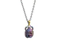 Luck Trader Rainbow Metal Ancient Egyptian Scarab Beetle Pendant Necklace