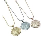 Luck Trader Silver, Gold or Rose Gold Plated Shell Locket Keepsake for Hair, Fur or Photo (Silver)