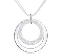 Luck Trader Sterling Silver 925 Double Circle Pendant Necklace Modern Hoop Design