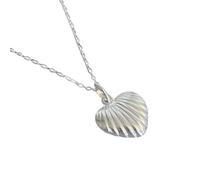 Luck Trader Sterling Silver Shell Heart Pendant Necklace with Chain, 925 Stamped, Valentine's Day, Christmas, Birthday, Mother's Day, Gift for Wife, Girlfriend