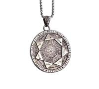 Luck Trader The Archangels' Seal Mens Amulet Pendant Necklace, 4.5 cm Medallion, 60 cm Chain, Antique Silver