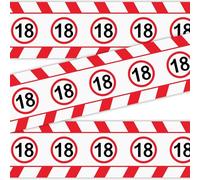 luckaide Barrier Tape 18th Birthday Decoration, 15 m Decoration 18th Birthday Boy Girl 7.5 cm Wide Unique Traffic Sign Birthday Decoration for 18 Years, Traffic Sign Red/White