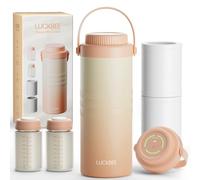 LUCKBEE Breast Milk Cooler with LCD Display for Outdoor, 16oz Capacity Portable Breastmilk Chiller for Car, Travel Bag, 360° Total Cooling for 24 Hours, 2 Baby Bottles for Breastmilk Storage, Pink