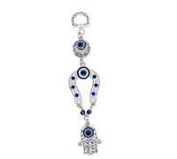 LUCKBOOSTIUM Blue Horseshoe & Evil Eye Hanging Ornament with Bead Tassel - Symbol of Protection, Blessing & Strength for Home, Office, Car Rearview Mirror Decor, Positive Energy, Good Luck & Harmony