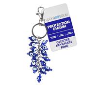 LUCKBOOSTIUM Evil Eye Cluster Keychain Ring - Evil Eye Beads, Good Luck Charm Keychain, Rear View Mirror Accessories & Charms, Blue, Large