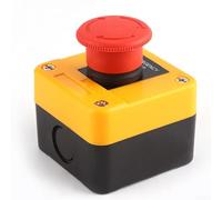 LUCKCDUO 10A Latching E-Stop Push Button Switch, 22mm Mounting Hole, Emergency Stop Button, Red Emergency Reset Switch, IP40 Rated, Red Mushroom Head, Industrial Machinery Stop