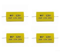 LUCKCDUO Audio Crossover Capacitor, 4Pcs 33uF 250V MKP Film Non-Polar, Stable Frequency Division Low Distortion, for Speaker Repair DIY Projects(20 µF)