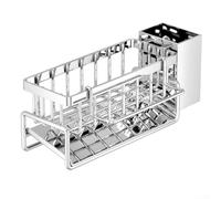 LUCKCDUO Kitchen Caddy Sink Organizer, 23 x 10.7 x 9.1 cm, Stainless Steel Drain Rack for Countertop Storage, Rust-Resistant & Tool-Free Mounting, Kitchen Organization(Gray)