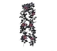 LUCKCDUO Shape as You Desire Black Artificial Roses Hanging Vine, 5 7FT Silk Garland (C)