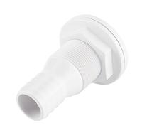 LUCKDANO 1 1/4 Skin -/4in Thru Hull Fitting White Plastic Hose Connector Accessory for Marine Boat, Perfect for Bilge Pump Hose Fitting