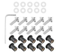 LUCKDANO 10pcs Motorcycle Windshield Kit, Universal M5 Fasteners with Nuts & Washers, Durable Anodized Finish for All Motorbikes, Easy Install (Silver)
