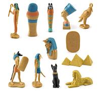 LUCKDANO 12 Pcs Ancient Egypt Figurines Set - PVC Miniature Statues of Gods & Goddesses - Unique Desk Ornaments for Home & Office Decor (BL-1136 Ancient Egypt)