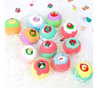 LUCKDANO 12PCS Christmas Bath Bombs Set, Organic Essential Oil Bath Salt Balls for Relaxation, with Santa Claus Snowman Elk Design for Women Girls